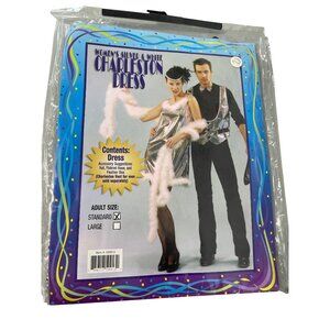 Funny Fashion USA Silver White Charleston Dress 1920s Standard Holographic NEW